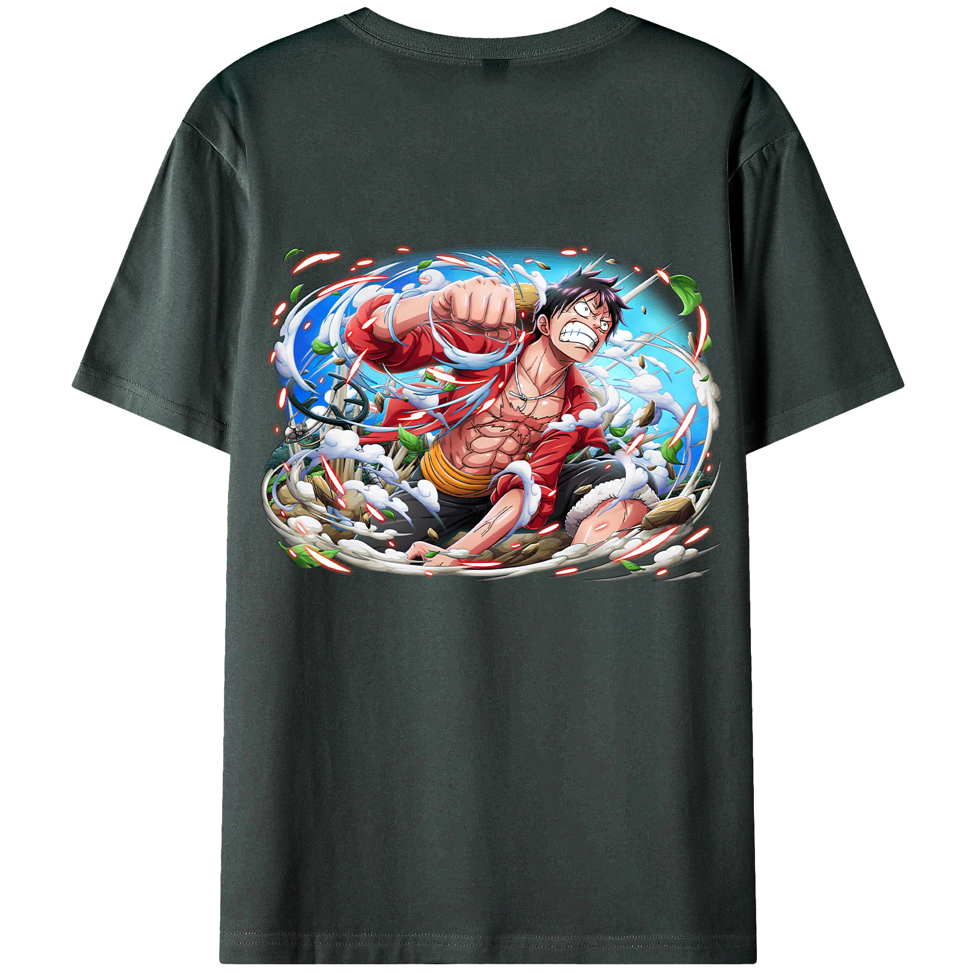 ワンピース モンキー・D・ルフィ ONE PIECE Monkey D. Luffy 綿100％ メンズ半袖Tシャツ（バックプリント） 通気性